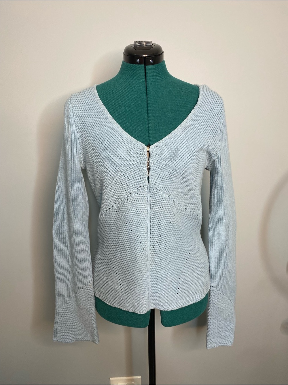 Express Light Blue V-Neck Knit Sweater